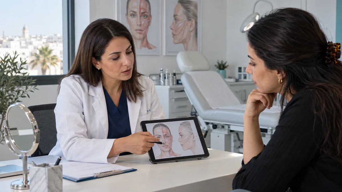 Patiente échangeant avec une chirurgienne sur ses motivations avant une chirurgie esthétique en Tunisie